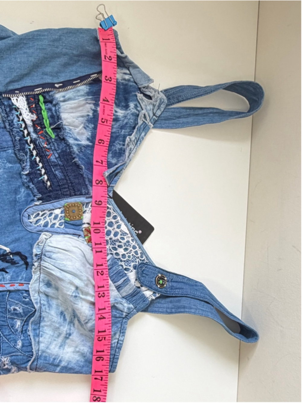 JUJU & CHRISTINE Patchwork Boho Denim Dress size L - Picture 10 of 12